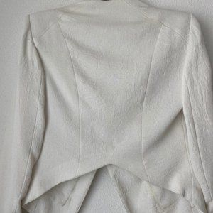 HELMUT LANG White Silk & Leather Cropped Jacket